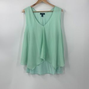 Soft mint light aqua flowing top shear overlay silky feel draping style